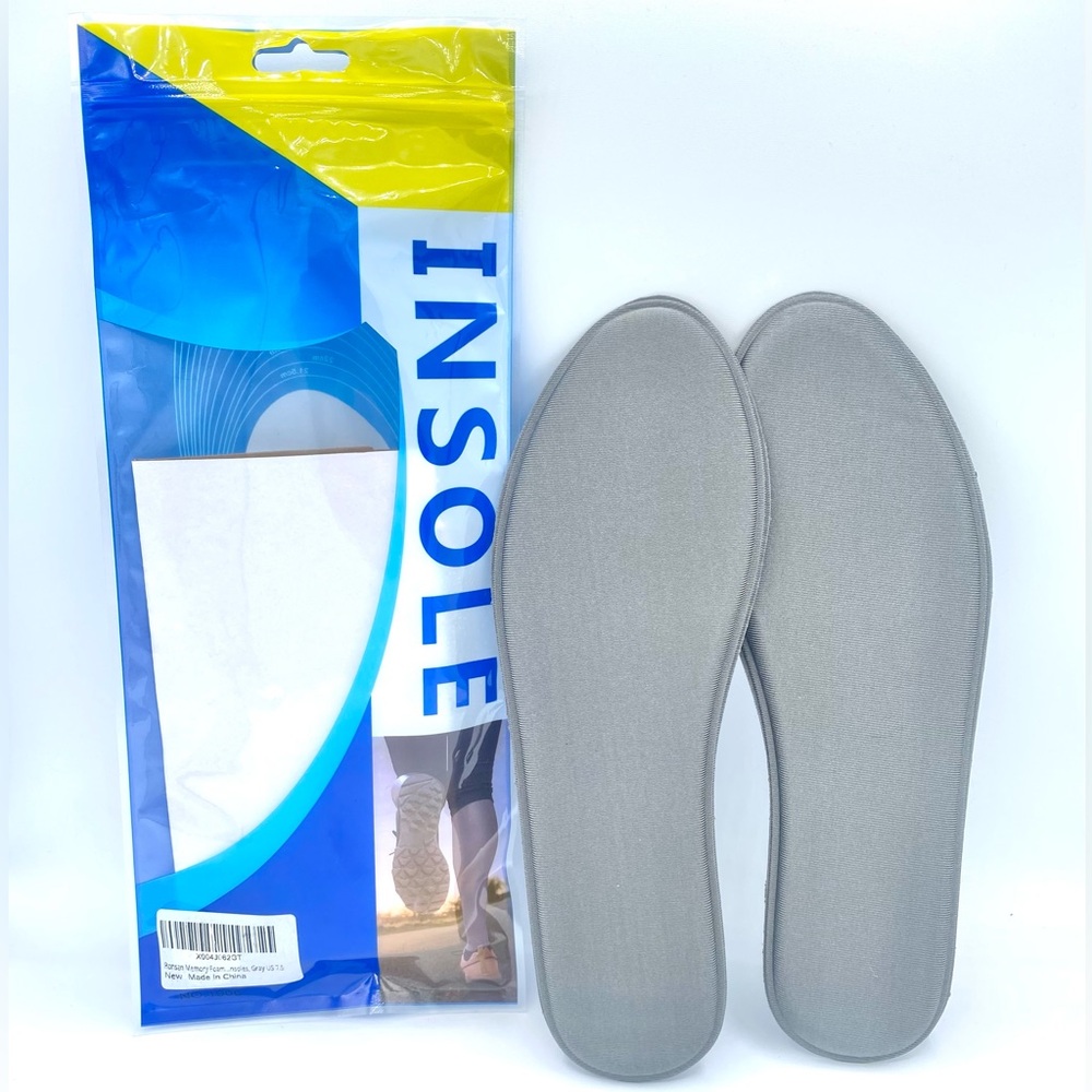 NEW Ronsan Mens Unisex Shoe Insoles Inserts Size 7.5 Soft Padded Foam Grey